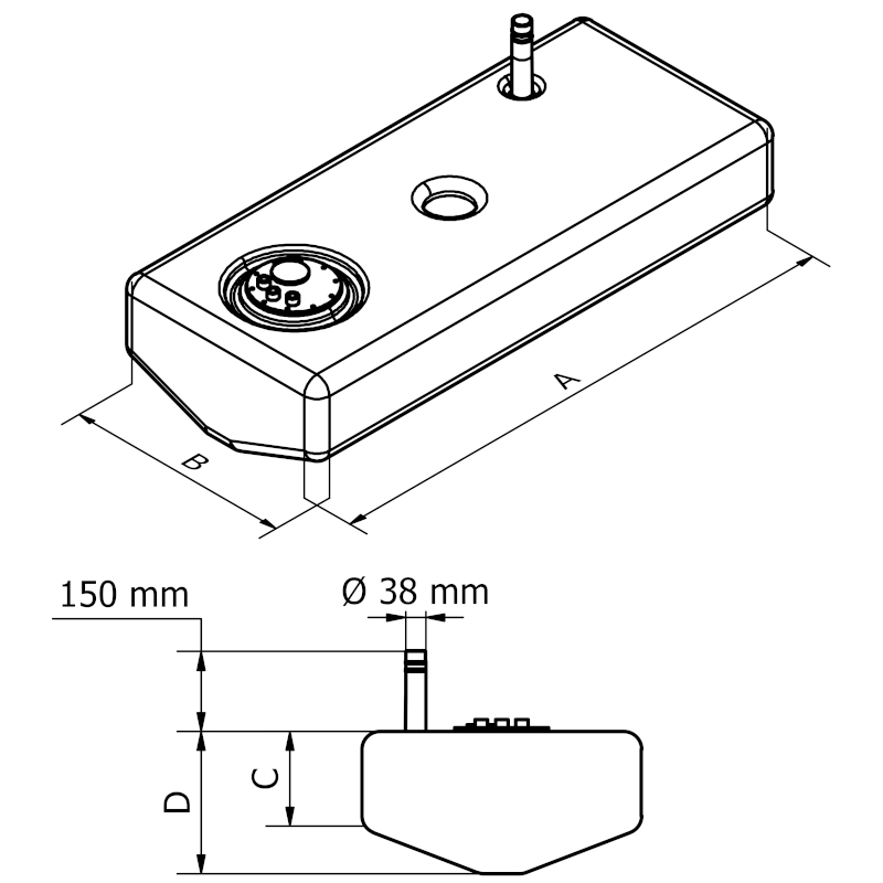 Can SB 01.9024 drivstofftank 130 liter stor kapasitet