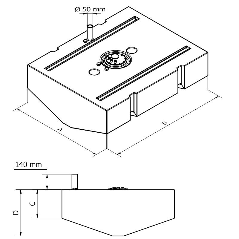 Can SB 01.9007 drivstofftank 390 liter stor plasttank