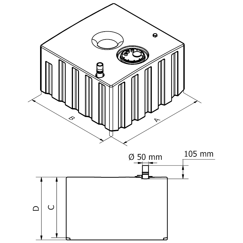 Can SB 01.9019 drivstofftank 300 liter med sensor