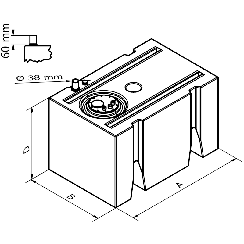 Can SB 01.9005 drivstofftank 215 L stor kapasitet