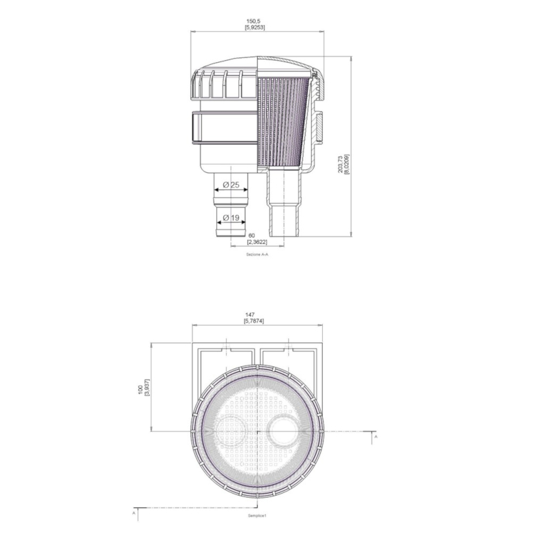 Can SB 13.3300 vannfilter med slangetilkobling 19–25 mm