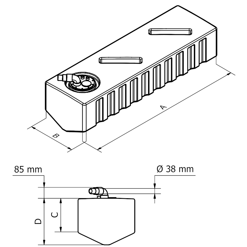 Can SB 01.9017 drivstofftank 135 L plast