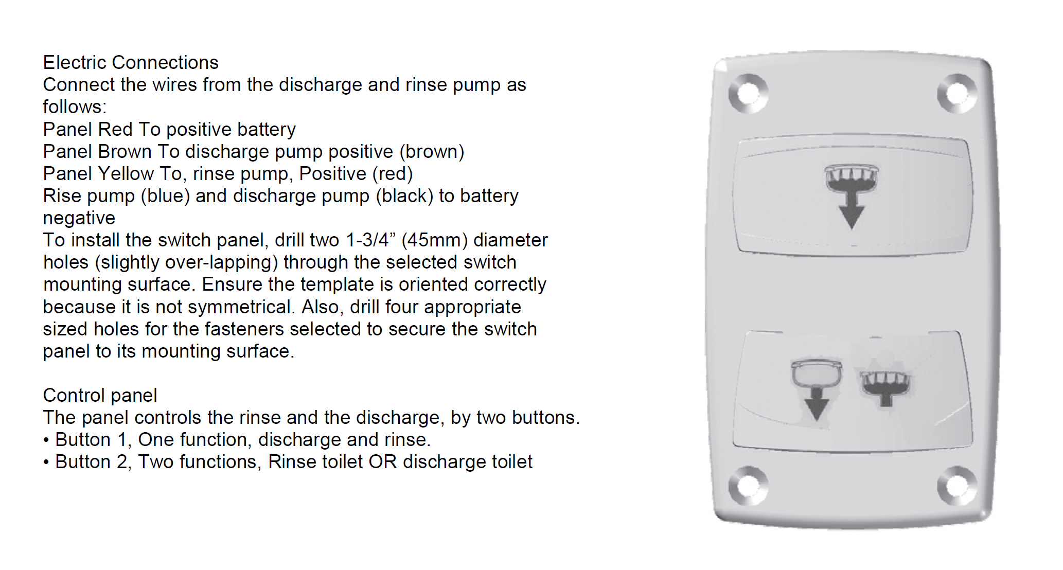 Matromarine kontrollpanel elektrisk silent toalett