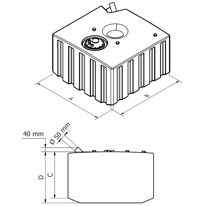 Can SB 01.9023 drivstofftank 300 L stor kapasitet