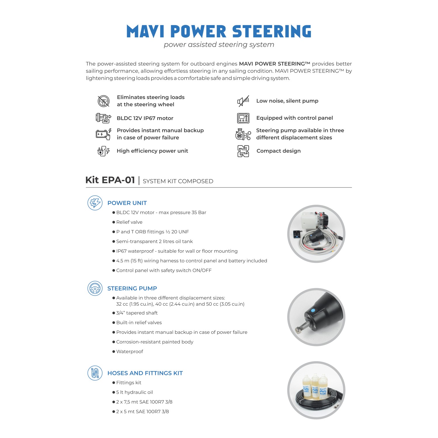 MAVI MARE EPA-01 hydraulisk styring servo utenbordsmotor