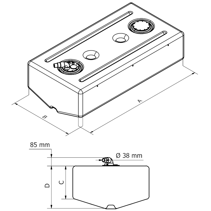 Can SB 01.9001 drivstofftank 420L stor kapasitet