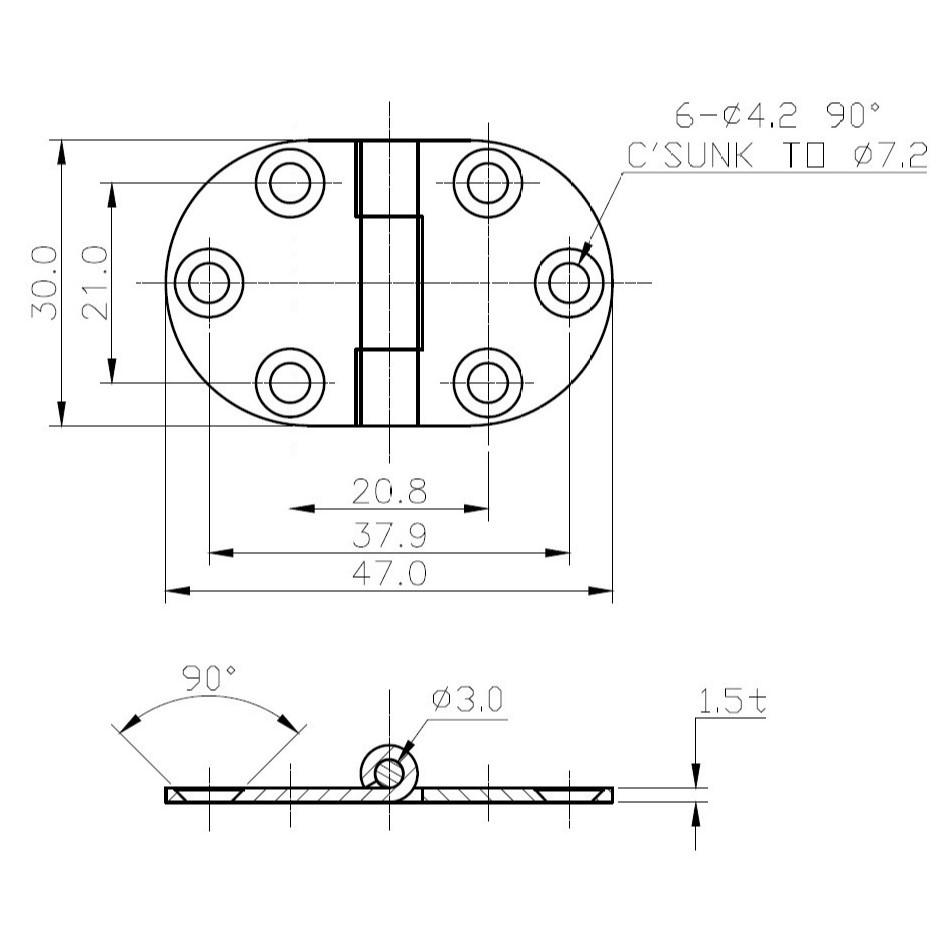 MAVI MARE Art. 175.31 hengsel rustfritt 1,5 mm