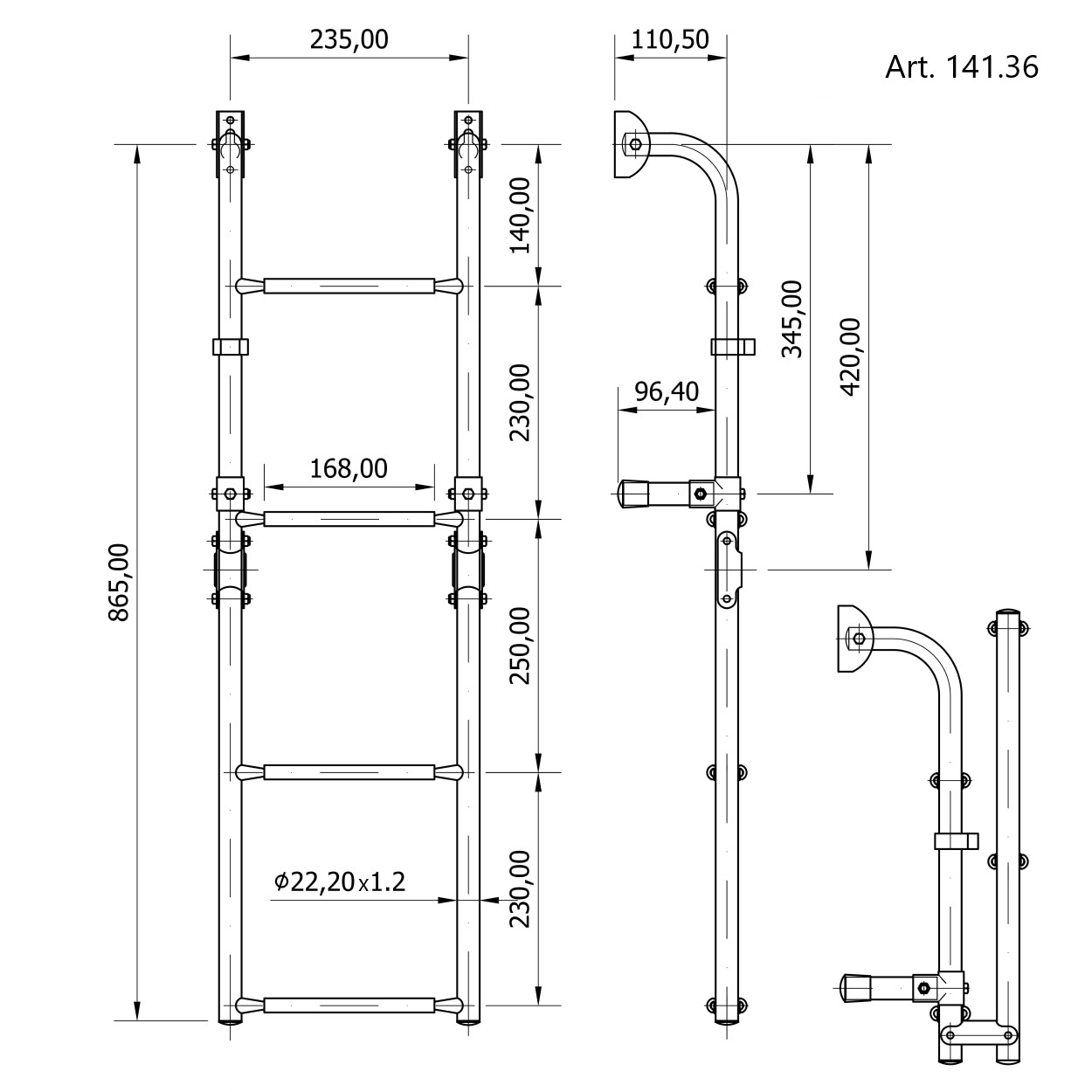 Mavi Mare 141.35 badestige sammenleggbar rustfri
