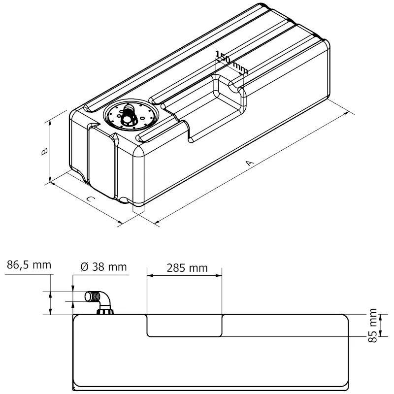Can SB 01.2900 vanntank 39 liter med pumpe
