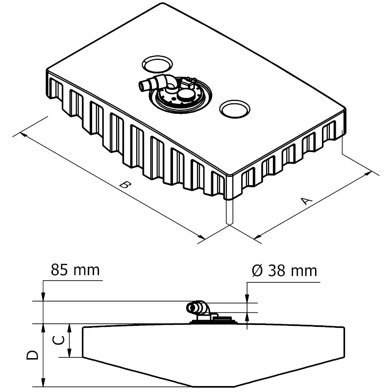 Can SB 01.9021 drivstofftank 130 liter stor