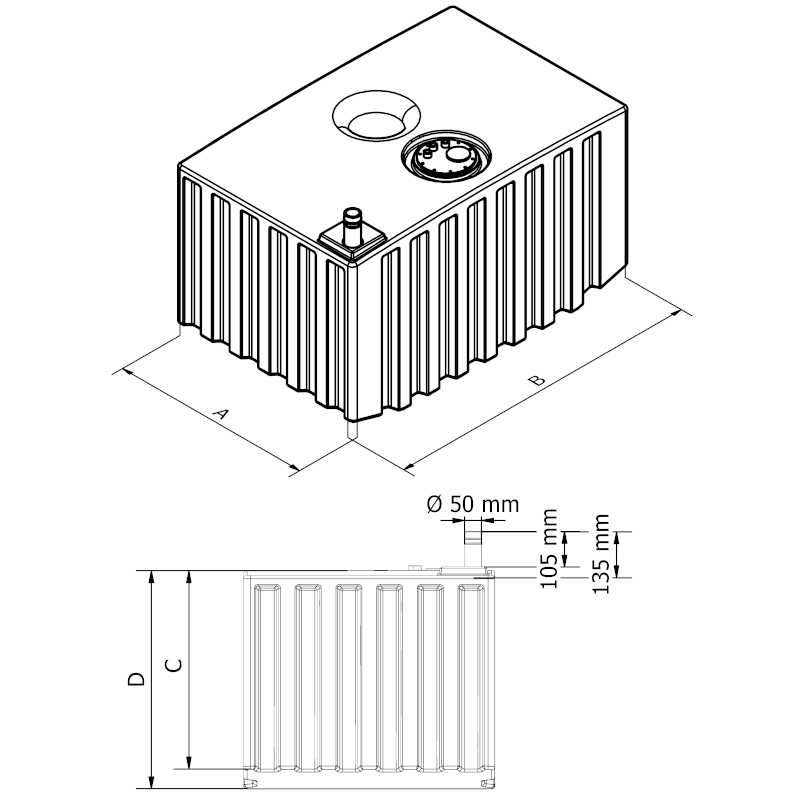 Can SB 01.9016 drivstofftank 450 liter stor kapasitet