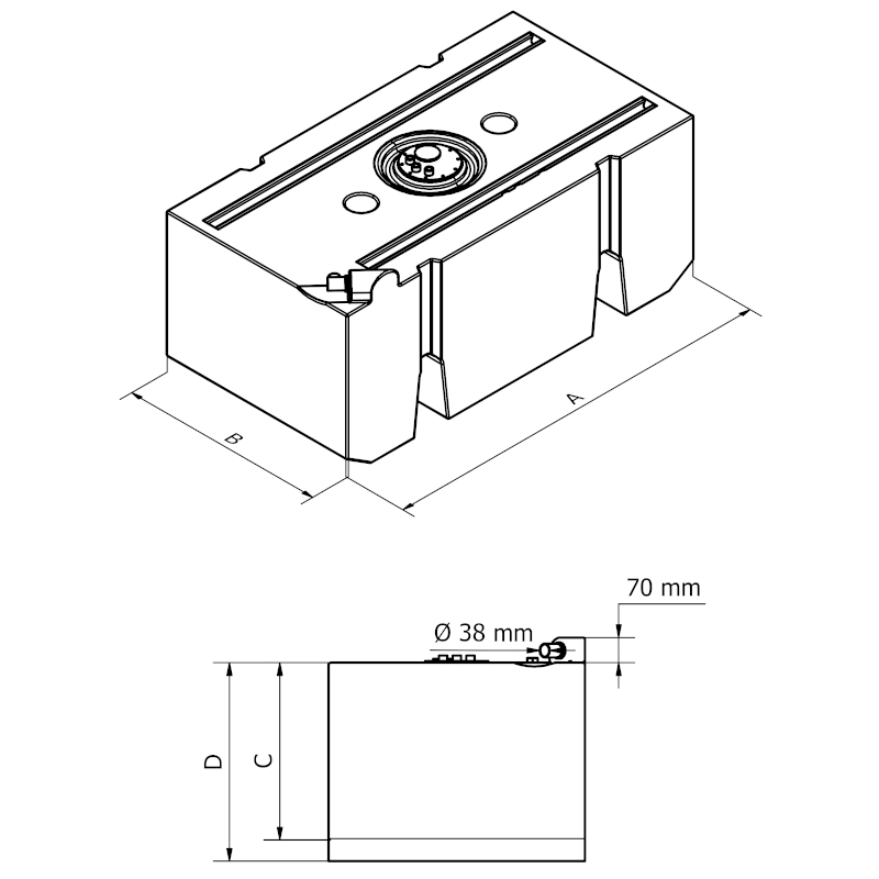 Can SB 01.9006 drivstofftank 415L stor kapasitet