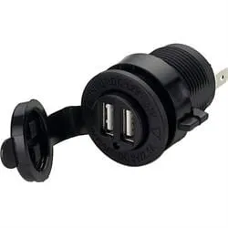 Agder Boat USB-uttak dobbel 12-24V med hette
