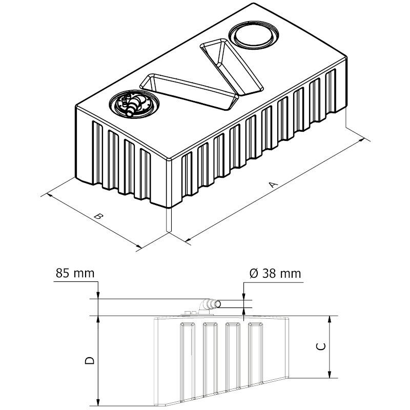 Can SB 01.9018 drivstofftank 240 l plast