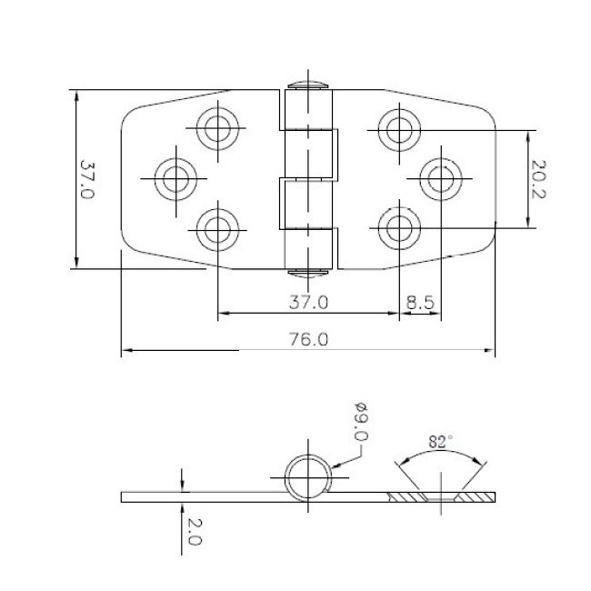 Mavi Mare 175.58 hengsel rustfritt stål polert 2 mm